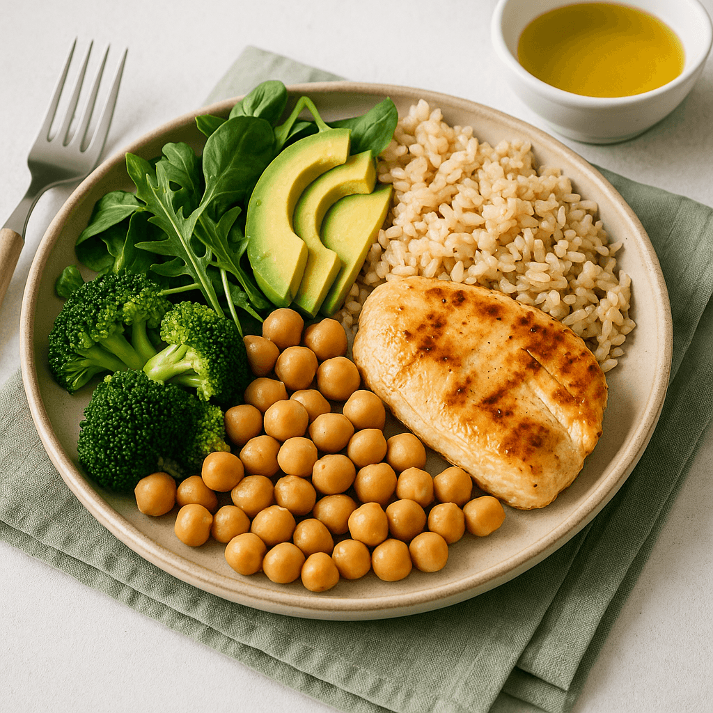 Assiette équilibrée et repas sain